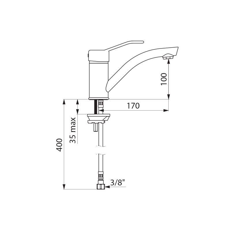 Delabie EHM für WT, Schwenkauslauf, H100mm L170mm, Bügelgriff