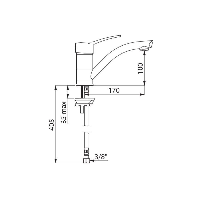Delabie EHM für WT Schwenkauslauf H100mm L170mm, Bedienhebel