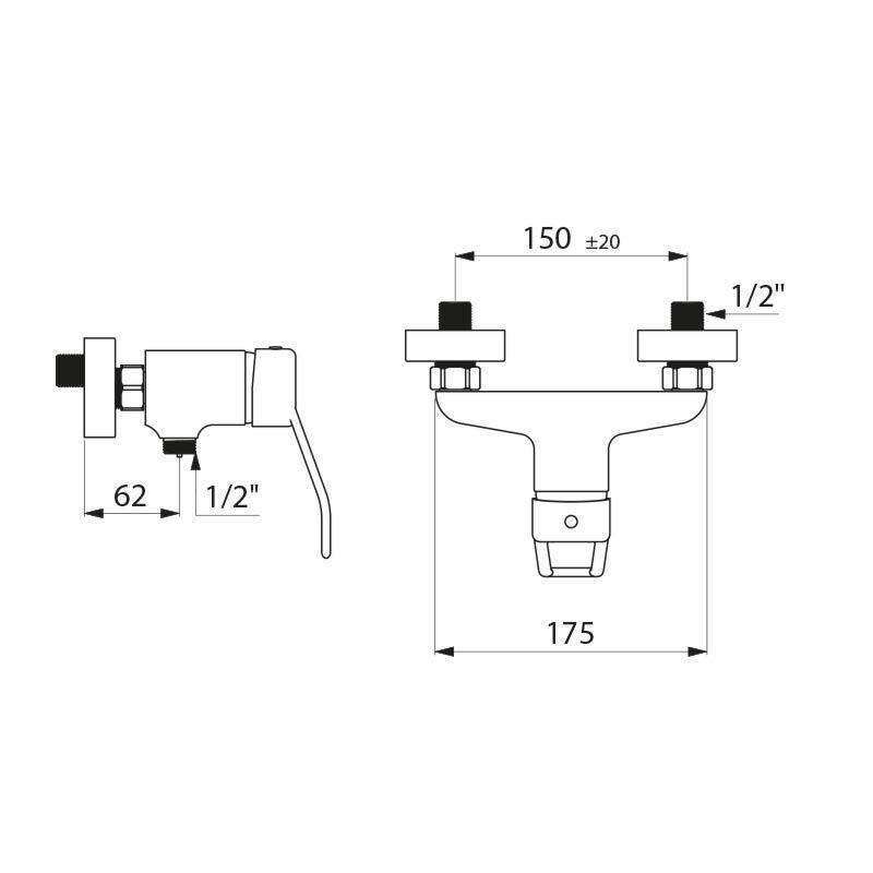 Delabie Brause-Einhebelmischer EP, Bügelgriff, Standard S-Anschlüsse