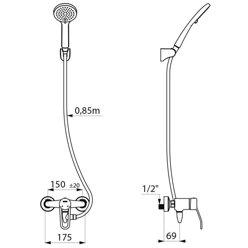 Delabie Duschsys selbstentl. + Armatur 2539EP, S-Anschl. STOP/CHECK