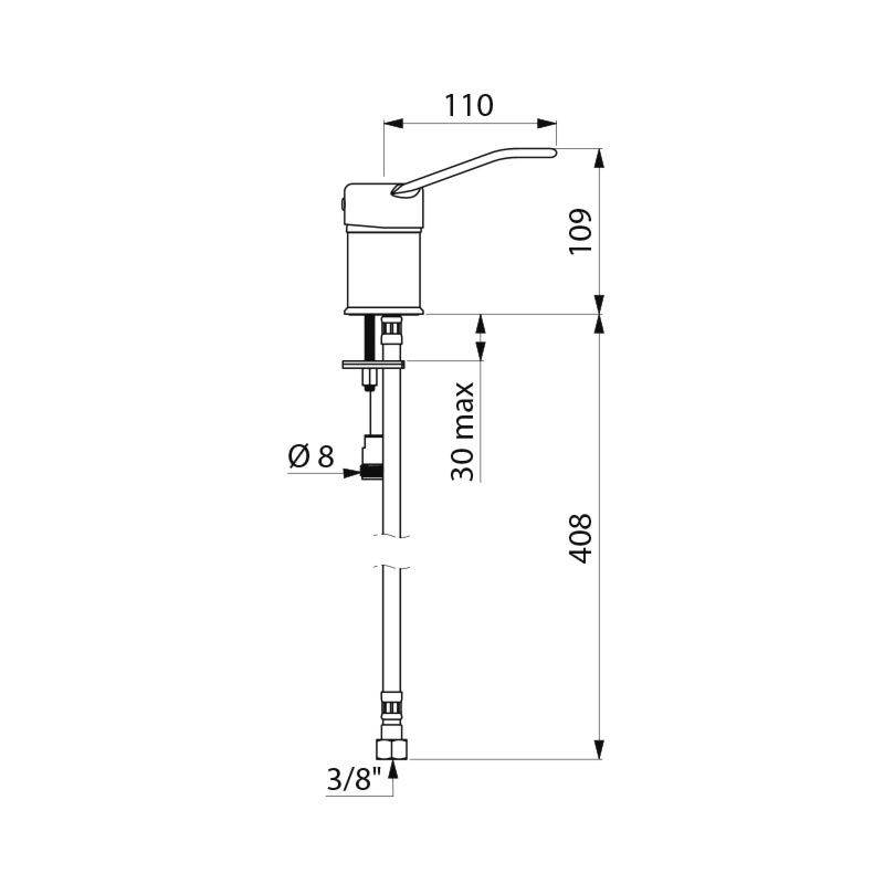 Delabie Einhebelmischer f. Fernbetätigung, Bügelgriff f. Auszugbrause