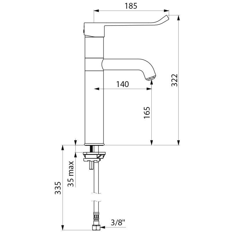 Delabie WT-MBatt. EP Schwenkauslauf hoch H165 L140, Hygienehebel