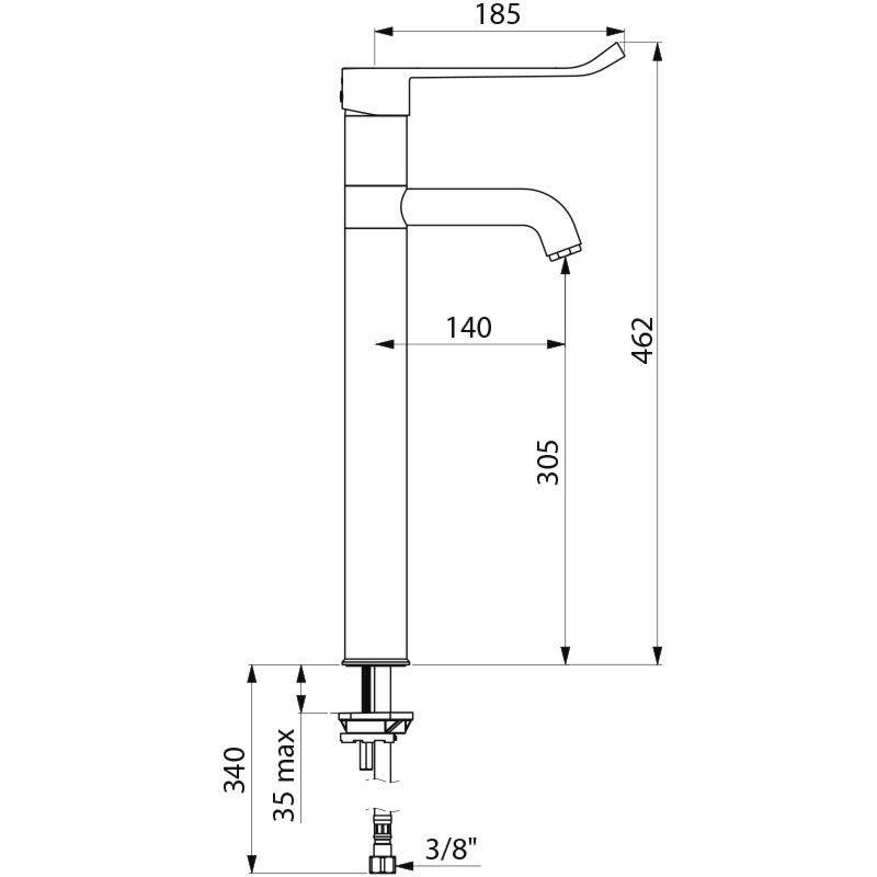 Delabie WT-MBatt. EP Schwenkauslauf hoch H305 L140, Hygienehebel