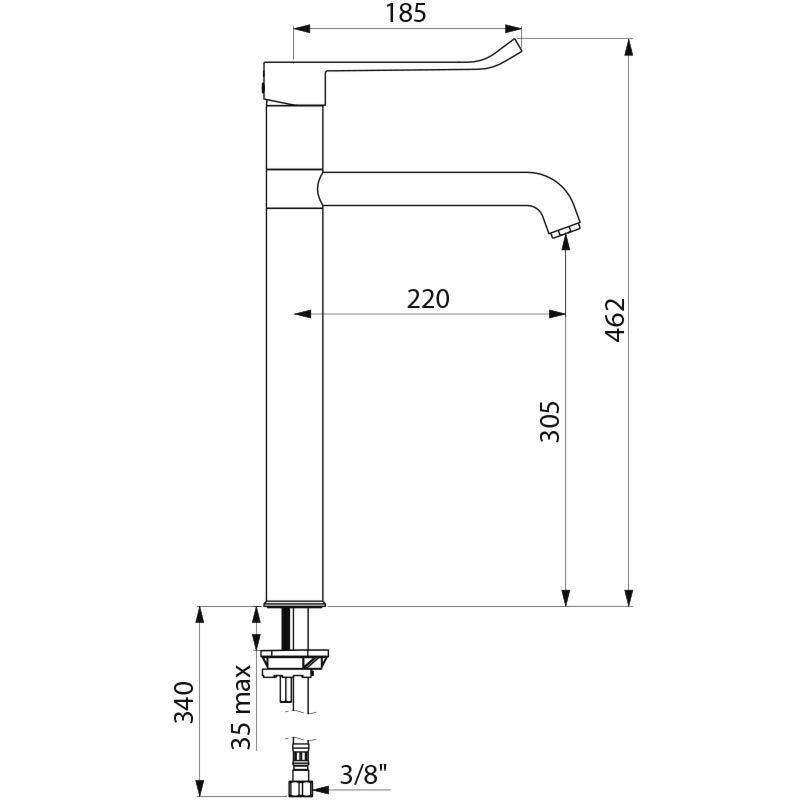 Delabie EHM für WT Schwenkauslauf hoch H305 L220, Hygienehebel