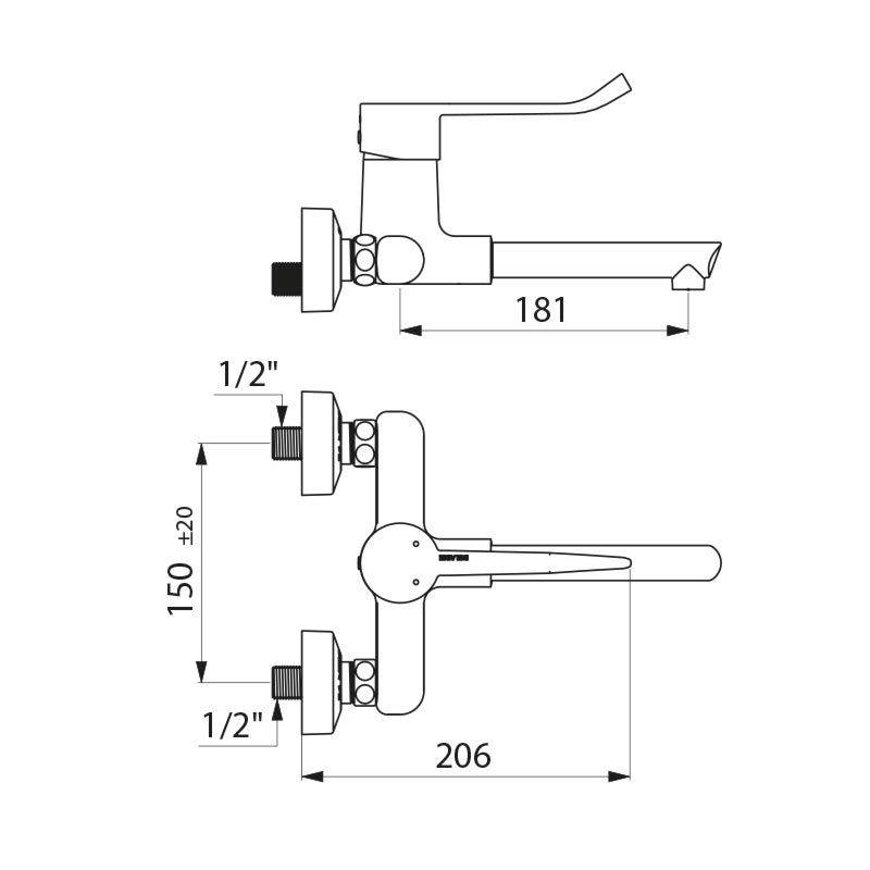 Delabie EHM W.-Mont. EP m. Einmalausl. BIOCLIP L.180, Anschl. S/C 150