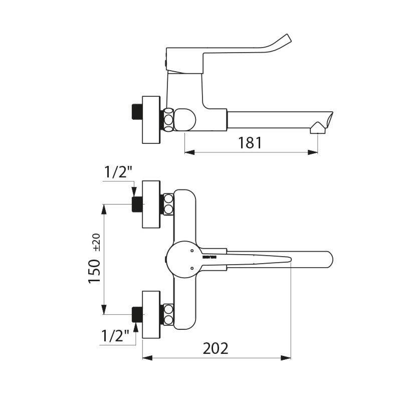 Delabie EHM W.-Mont. EP m. Einmalausl. BIOCLIP L. 180, Anschl. 150