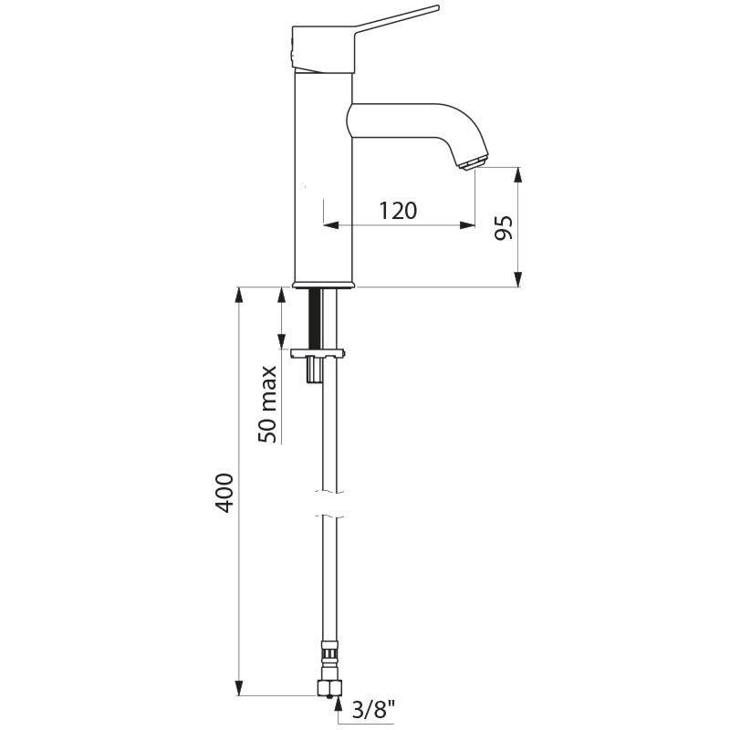 Delabie EHM für WT EP H.95 L.120, ohne Ablaufgarnitur, Bedienhebel