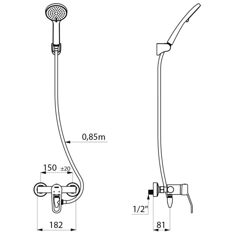 Delabie DU-Sys auto-déclenchement avec levier 2739EP Securitouch, connexion S/C