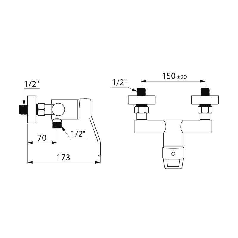 Delabie Brausearmatur SECURITHERM EP, Bügelgriff, Stdd-Anschl.