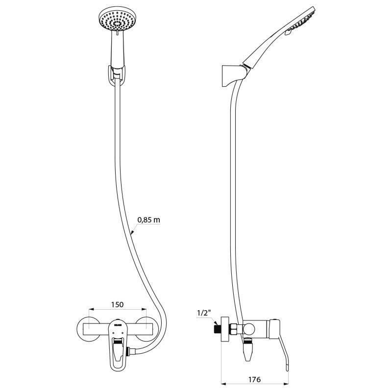 Delabie Duschsystem selbstentl. m. Armatur 2739EPS Securitouch,Stdd.
