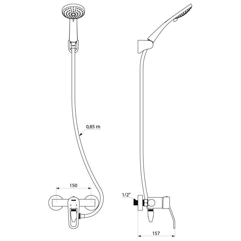 Delabie Duschsystem selbstentl. m. Armatur 2739S Securitouch,Stdd.
