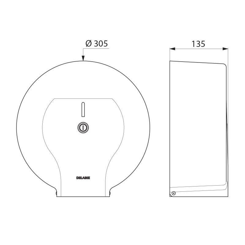 Delabie WC-Papierhalter f. Papierrolle 400m Edst. 1.4301 sat.