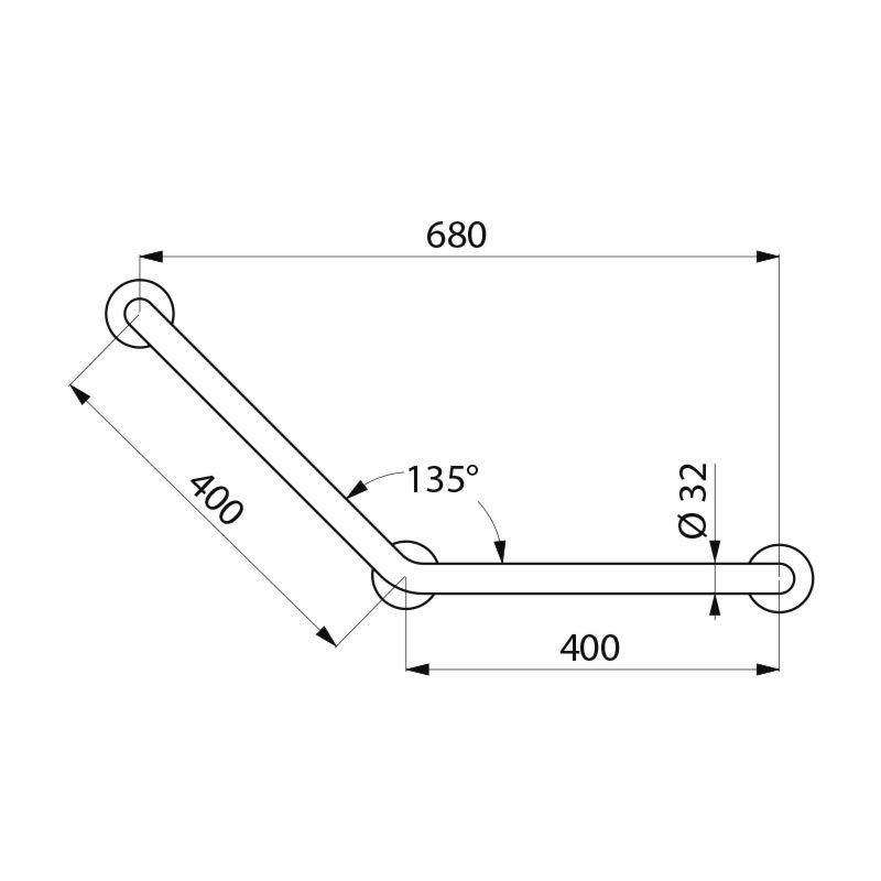Delabie Winkelgriff 135Gr. D32 400x400, 3Bef.P, Edst. pulverbesch. we