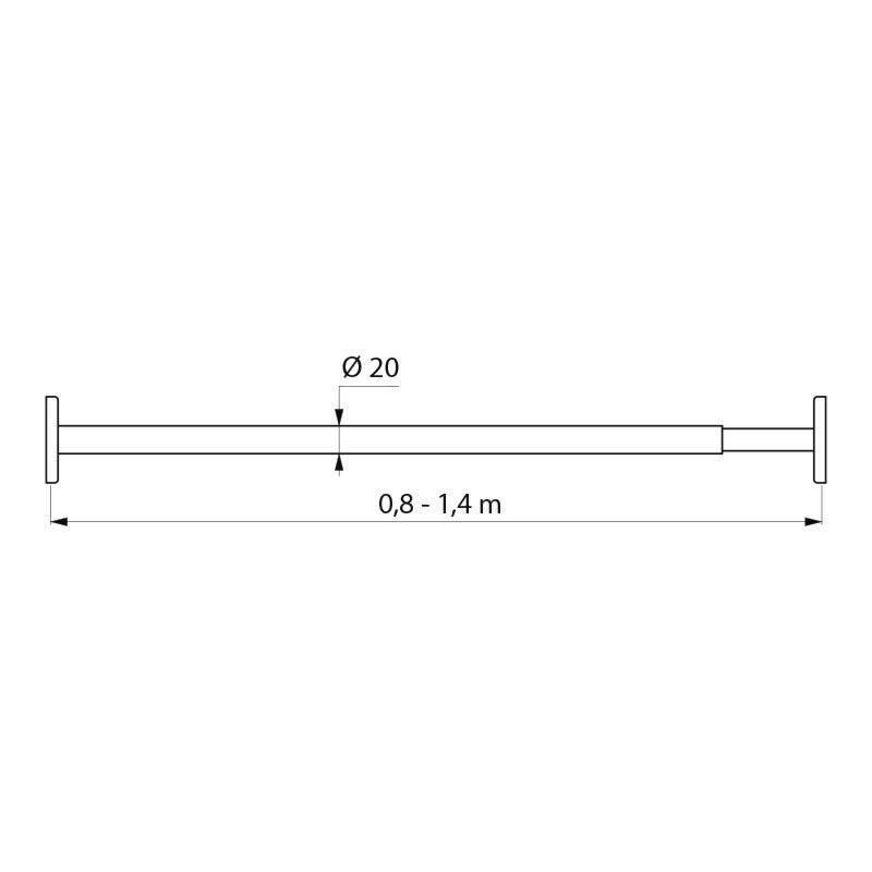 Delabie Vorhangstange gerade ausziehbar D20mm Edst. hgl.pol.