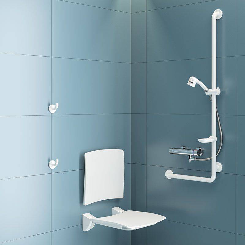 Delabie Duschsitz Komfort hochklappbar Edelstahl Seidenglanz