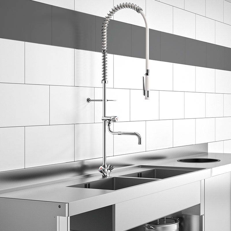 Delabie Geschirrspülbr+HB 433000 o.Arm, Teleskopausl.+Steigrohr lang