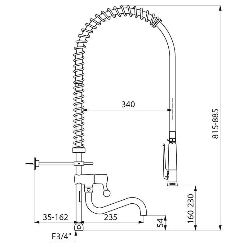 Delabie Geschirrspülbr. + HB 433010 o.Arm, Auslaufrohr+Steigr. kurz