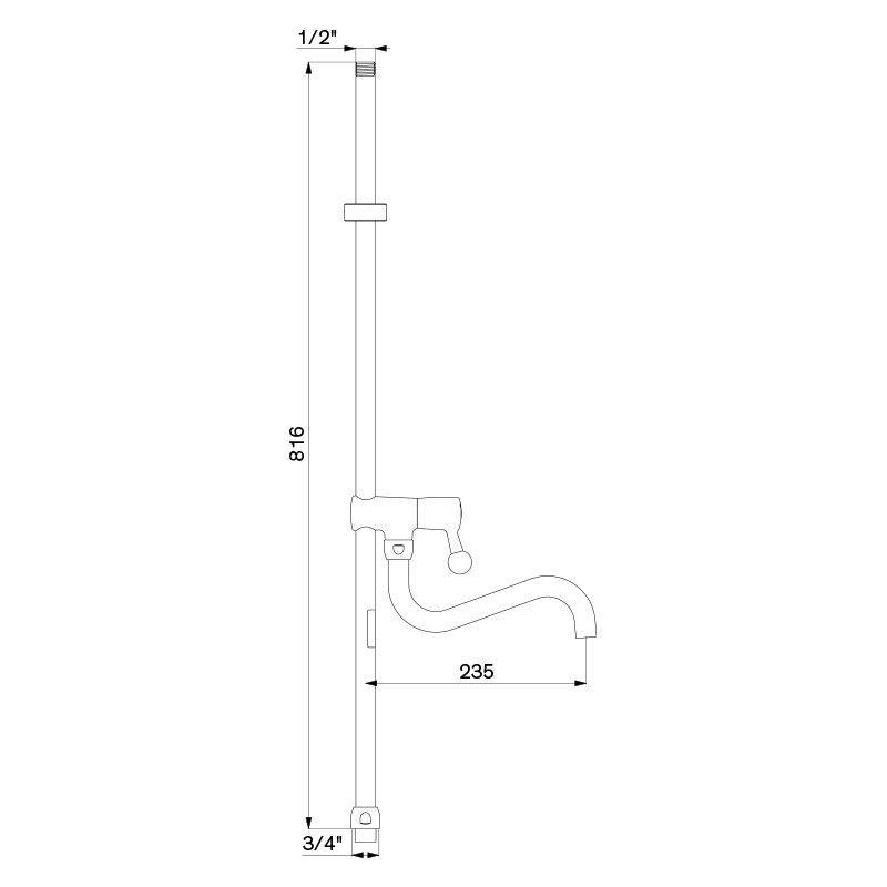Delabie Geschirrspülbrause m. Steigrohr lang G 3/4 mit Schwenkauslauf