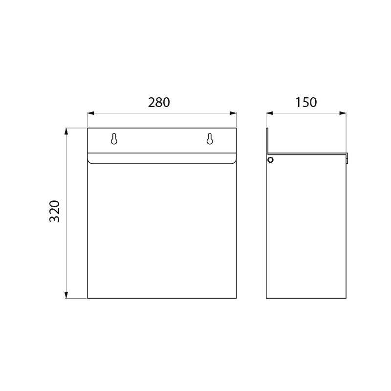Delabie Abfallbehälter re-eckig W.-Mont. mD 13l Edst. hgl.