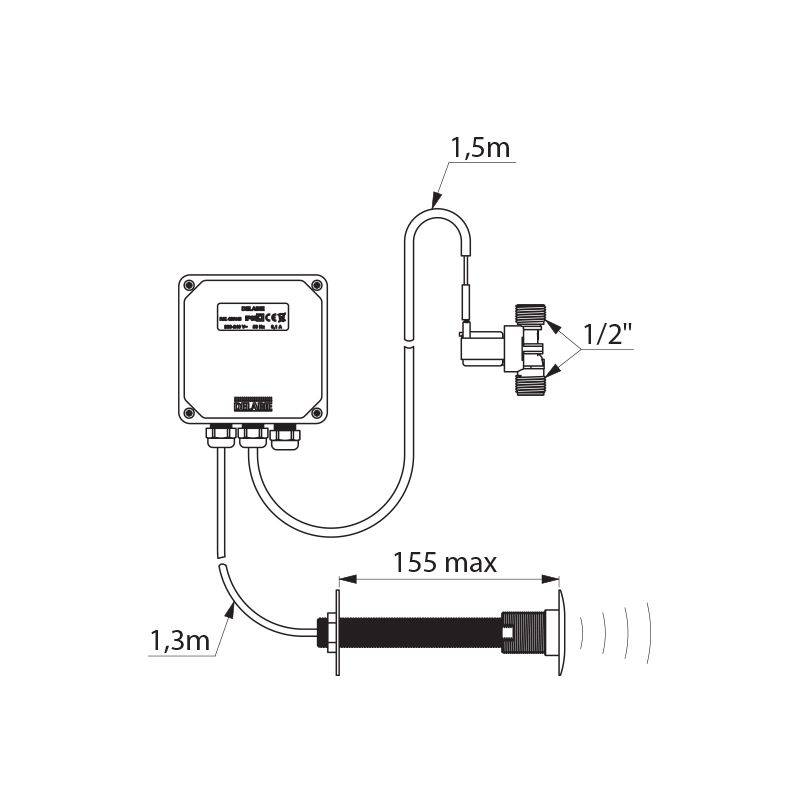 Delabie Duscharmatur TEMPOMATIC G1/2B Hw.-Mont.150mm Feststr. 230/12V