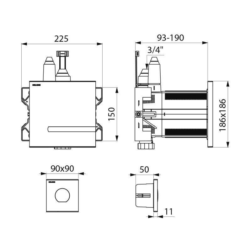 Delabie WC-DrSp. TEMPOMATIC duale Strg. 3/4" UP Fernbetätigung 230/6V