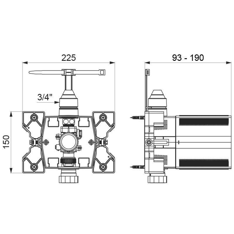 Ddelabie TEMPOMATIC WC 3/4" pour chasse à bouton 230/6V Ensemble 1/2