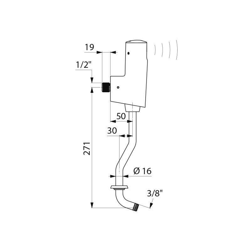 Delabie Urinalspüler-Set TEMPOMATIC 4 G1/2B EV 6V Batt. für DELTA