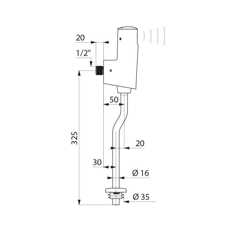 Delabie Urinalspüler-Set TEMPOMATIC 4 G1/2B EV 6V Batt. WA 30