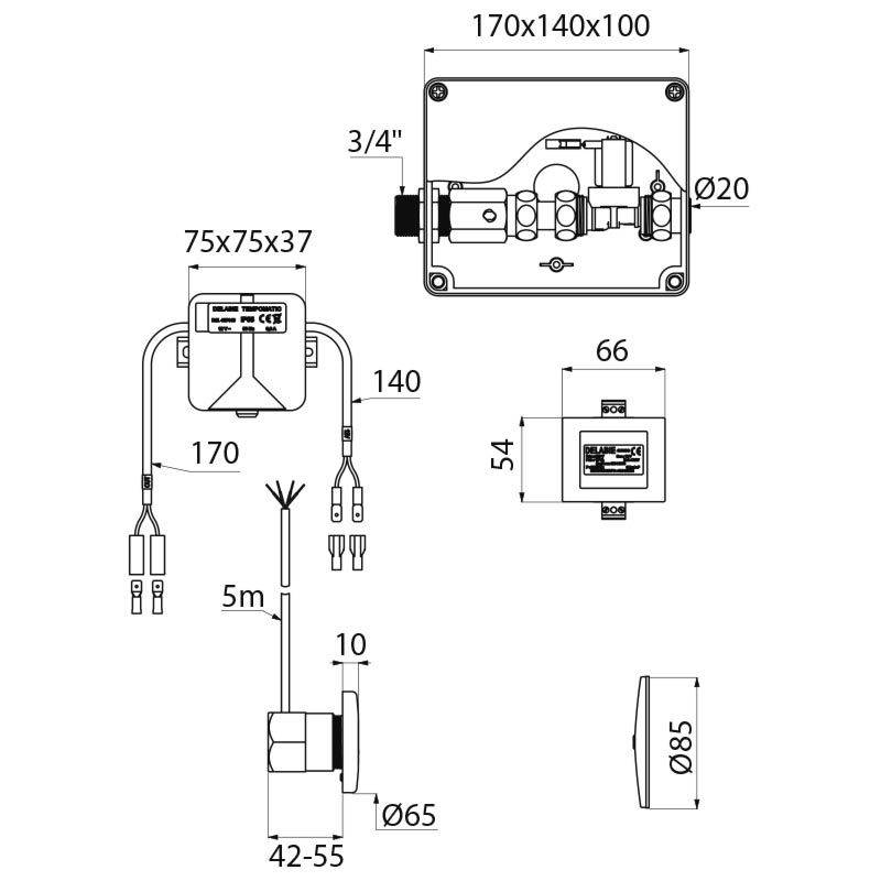 Delabie Spülarm. für Reihen-UR TEMPOMATIC G3/4B UP 230/12V m. Trafo