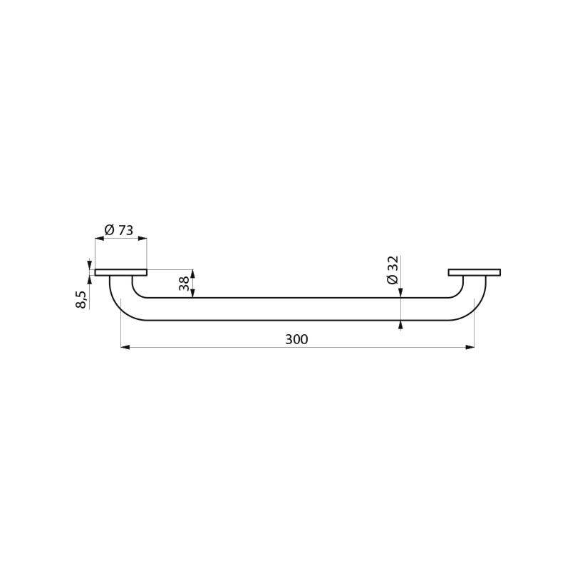 Poignée d'appui Delabie D32 L300mm Nylon blanc