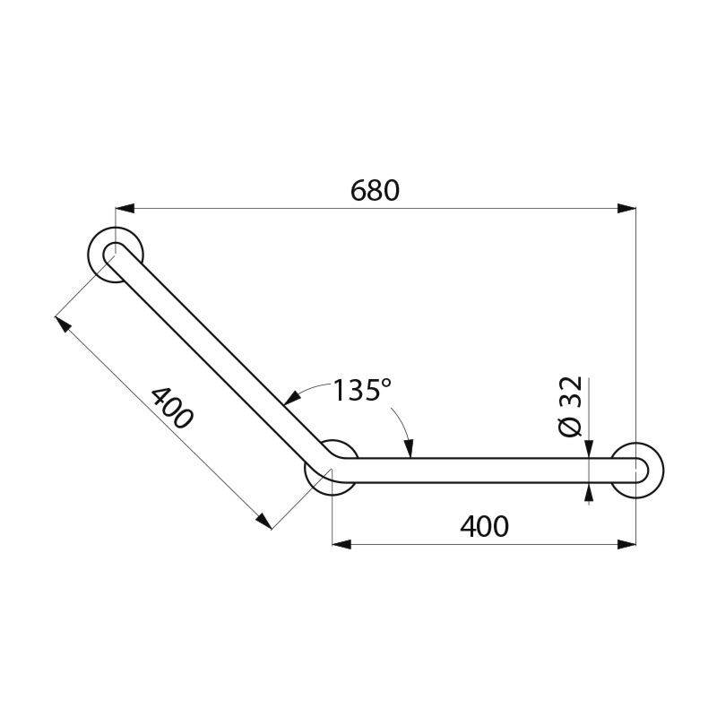 Delabie Winkelgriff 135Gr. D32 400x400mm, 3Bef.P, Nylon weiß