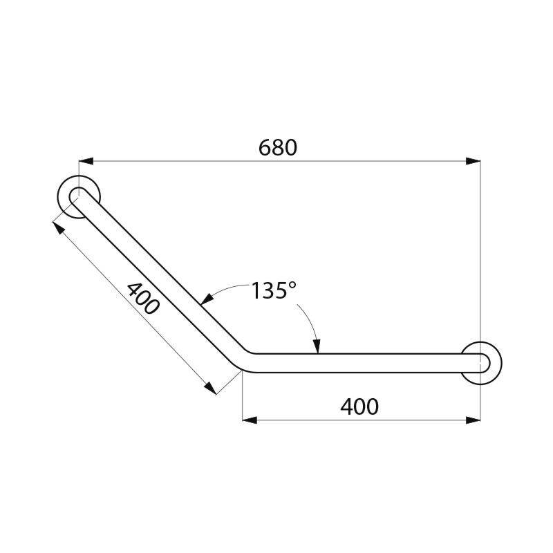 Delabie Poignée d'angle 135° D32 400x400mm, 2 raccords, acier inoxydable poli brillant