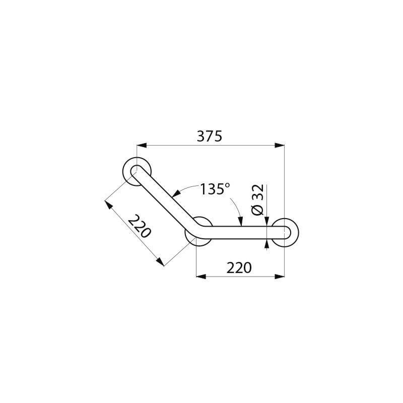 Delabie Winkelgriff 135Gr. D32 220x220mm, 3Bef.P, Nylon weiß