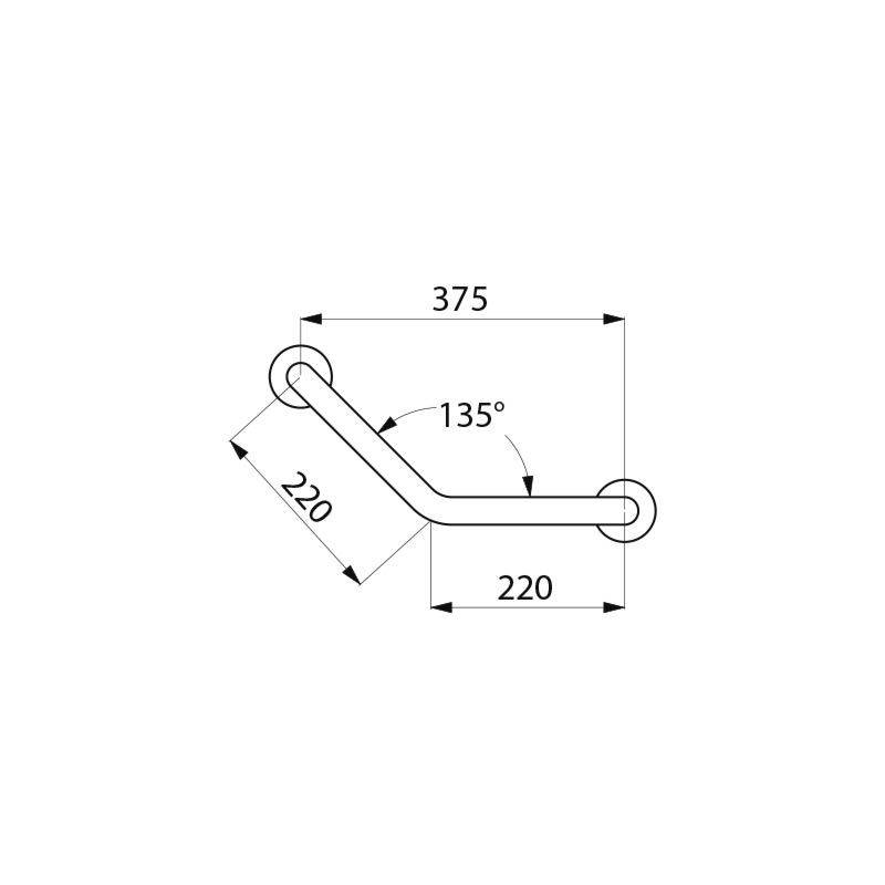 Delabie Winkelgriff 135Gr. D32 220x220mm, 2Bef.P, Edst. hgl.pol.