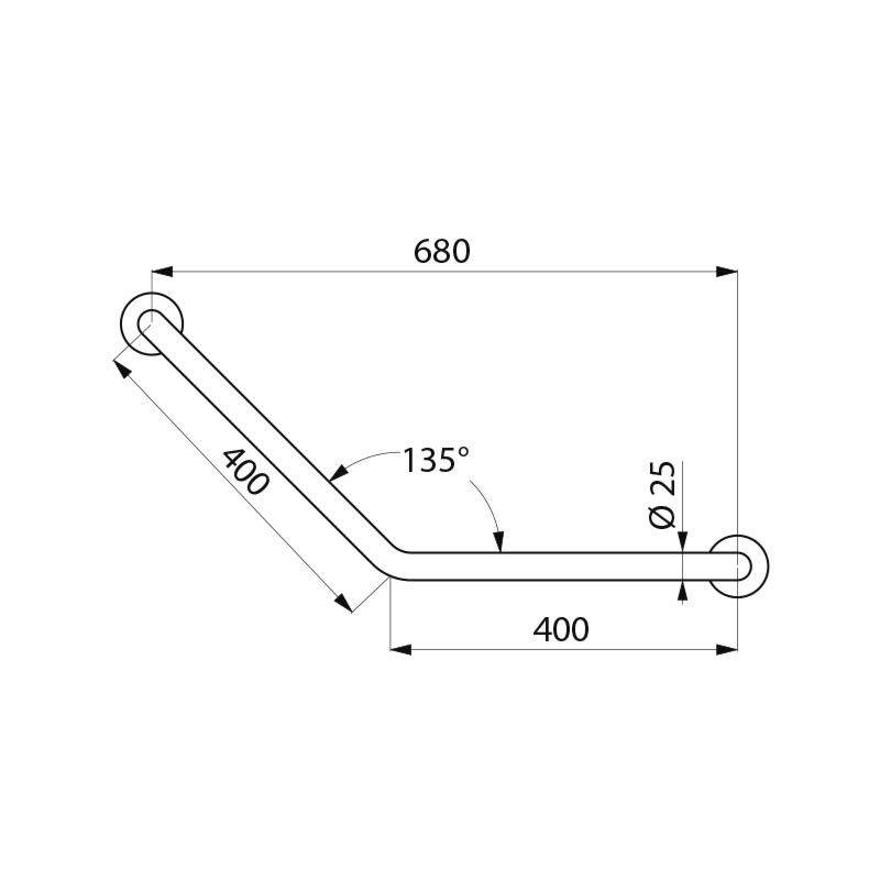 Delabie Winkelgriff 135Gr. D25 400x400mm, 2Bef.P, Edst. hgl.pol.