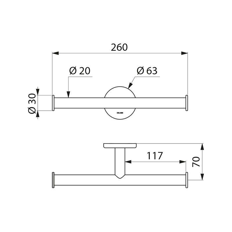 Delabie WC-Papierhalter f. 2 Rollen,Edst. hgl.pol.