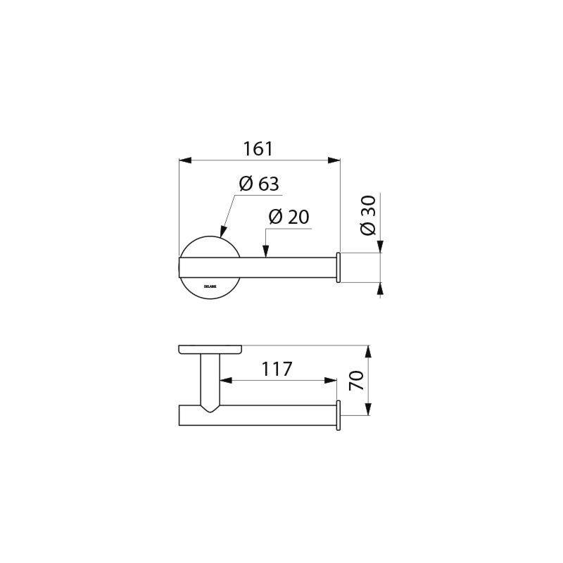 Delabie WC-Papierhalter für 1 Rolle, Edelstahl matt schwarz