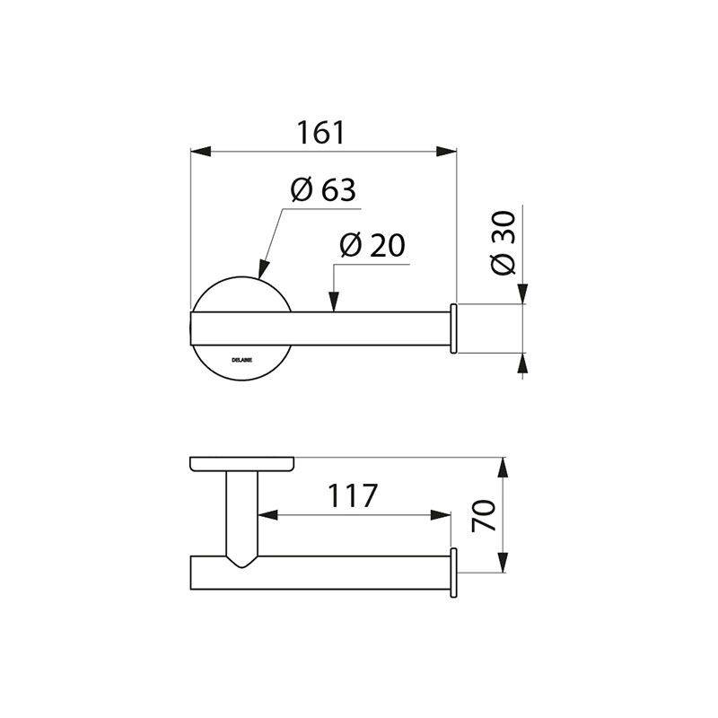 Delabie WC-Papierhalter f. 1 Rolle, Edelstahl hochglanzpoliert