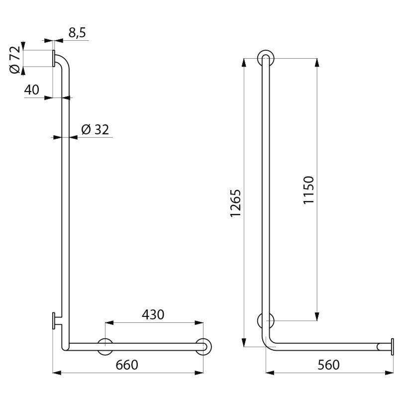 Delabie DU-Handlauf(rechts)D32mm Edst. hgl.pol. (Restpst.dann 5481P)
