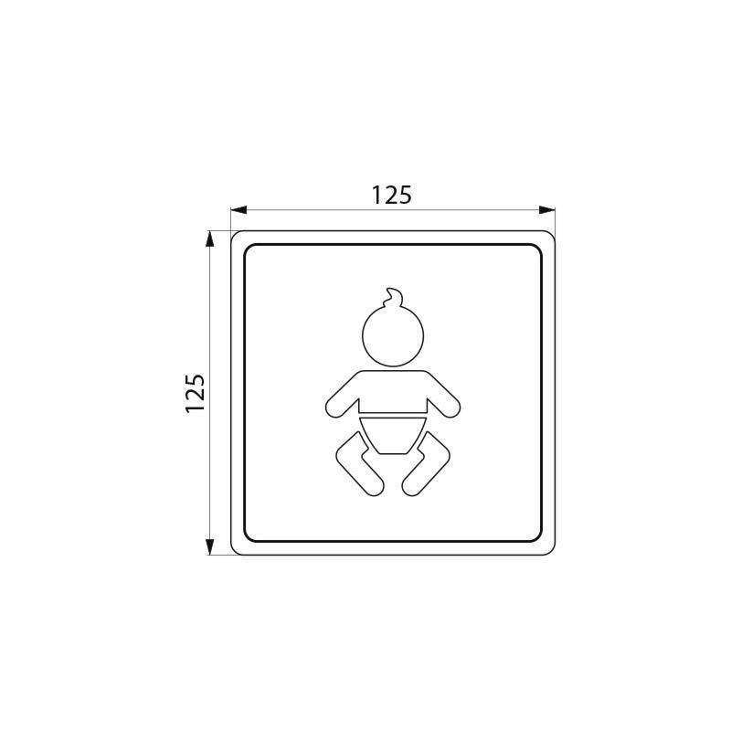 Delabie Wand Symbol Wickelraum Edelstahl 1.4301 sat. (Restpst.)