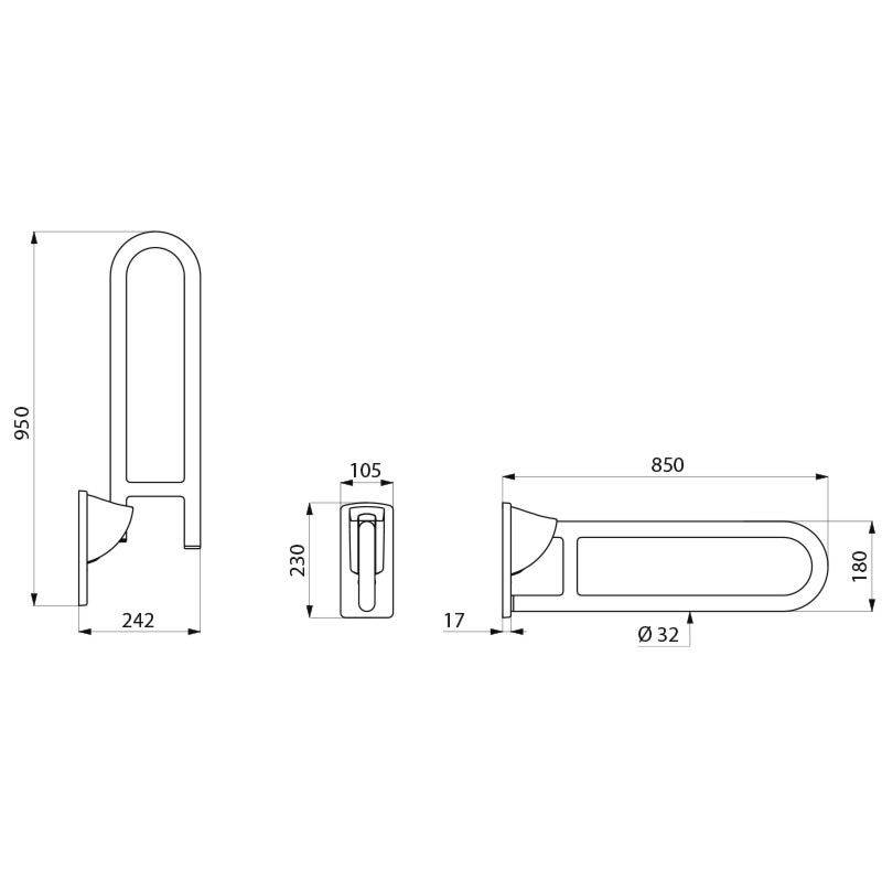Delabie SK-Griff D32 L850mm Edst. sat.