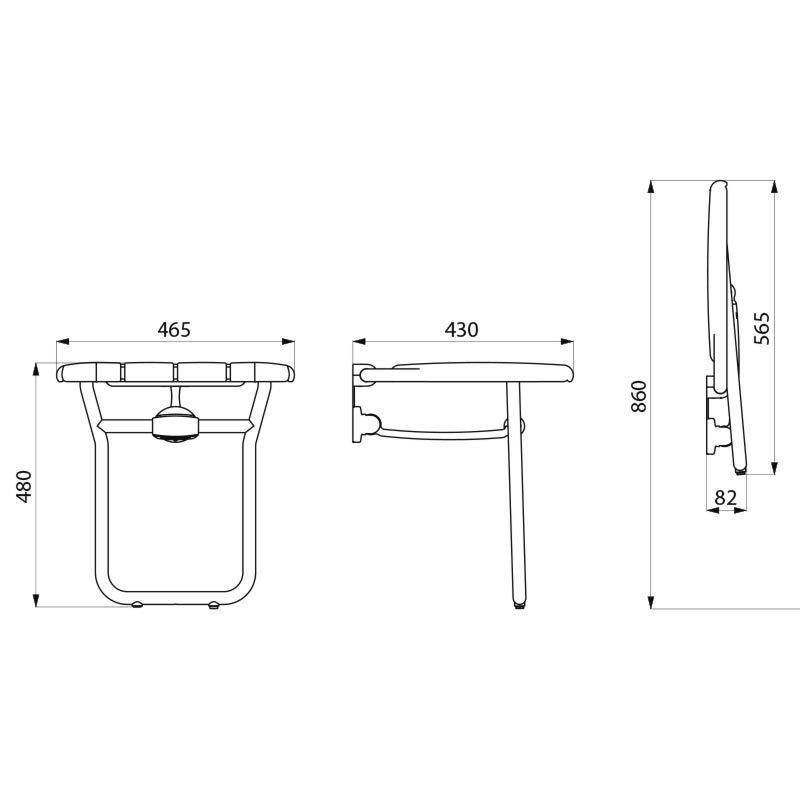 Siège de douche Delabie en aluminium rabattable avec pied, modèle large