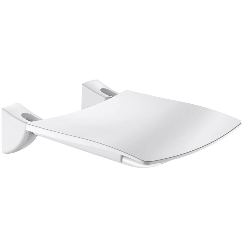 Siège de douche Comfort rabattable Delabie acier inoxydable peint par poudrage blanc