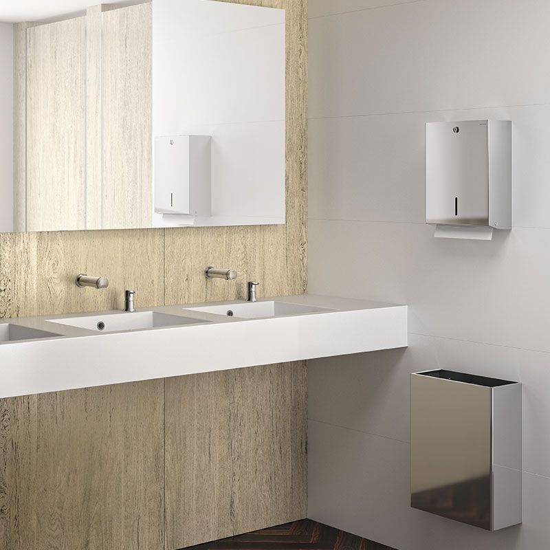 Delabie Abfallbehälter re-eckig W.-Mont. 20l Edst. hgl.pol.