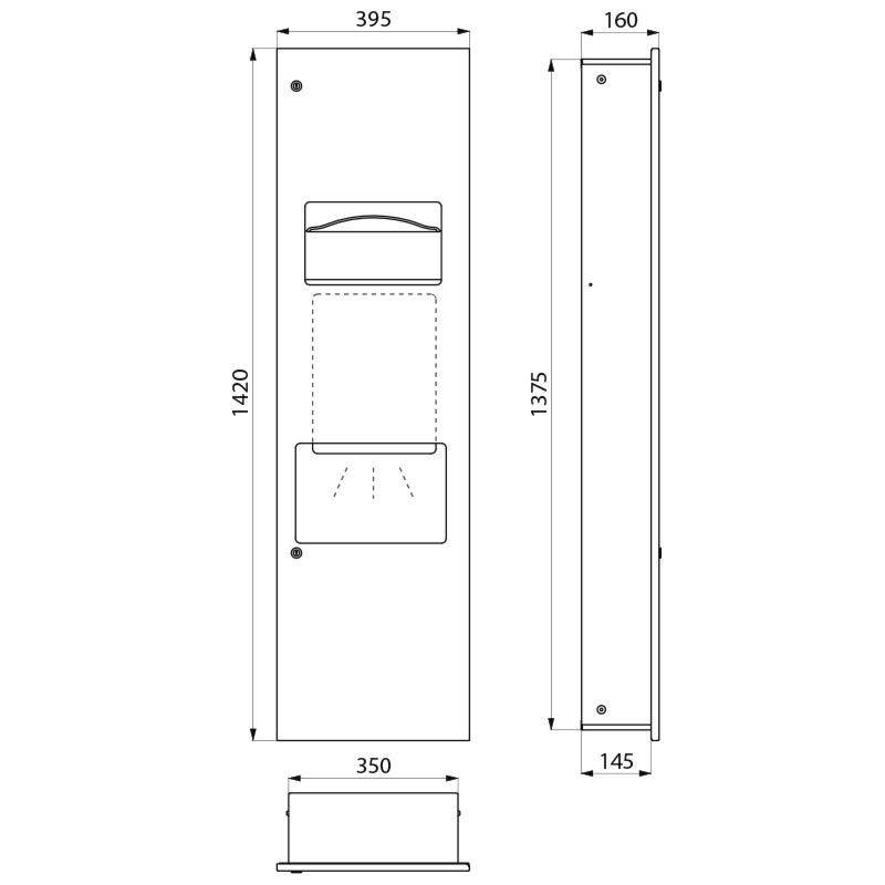 Delabie Händetrockner-Spender-Abfallbehälter Kombi UP (ex-0013690000)