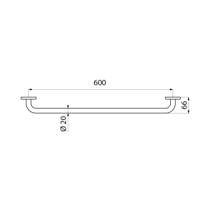 Delabie Porte-serviettes 1 barre D20 L600mm, acier inox satiné