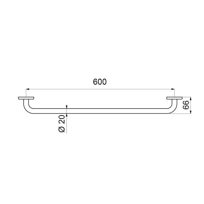 Delabie Handtuchhalter 1 Stange D20 L600mm,Edst. pulverbesch. weiß