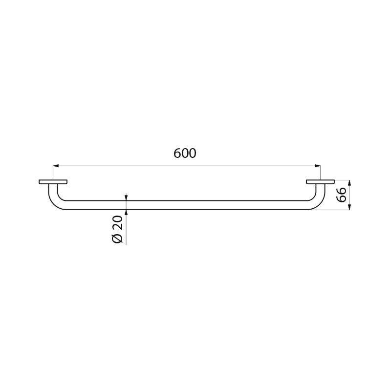 Delabie Handtuchhalter 1 Stange D20 L600mm,Edst. hgl.pol.