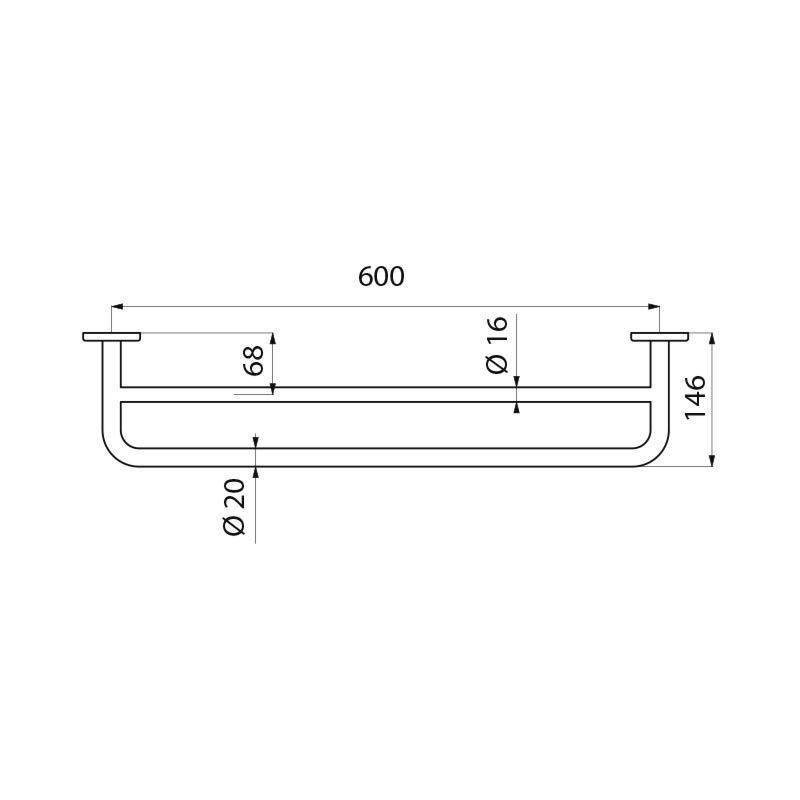 Delabie Handtuchhalter 2 Stangen D20 L600mm,Edst. sat.