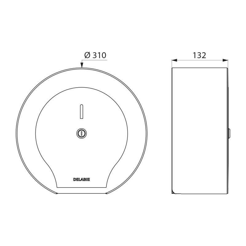 Dévidoir papier hygiénique pour rouleau 400 m Delabie acier inoxydable 1.4301 thermolaqué blanc